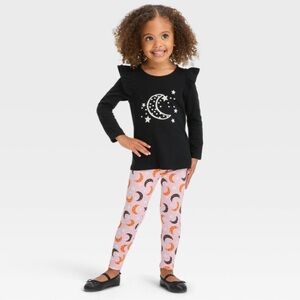 CAT & JACK 2 PC MOON GLOW IN THE DARK SET - BLACK MULTI SIZES (NEW WITH TAGS)